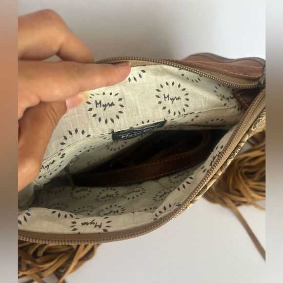 NWT Myra Bags Crosshair Canvas And Hairon Bag - Picture 4 of 5